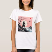 Samurai Sunset Design - Ukiyo-e Cherry Blossom Art T-shirt (Voorkant)