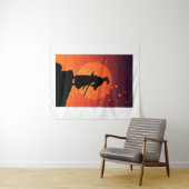 Samurai Sunset Tapestry – Bold Minimalist Wall Art Wandkleed (In Situ (horizontaal))