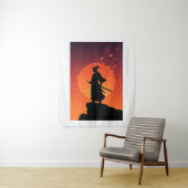 Samurai Sunset Tapestry – Bold Minimalist Wall Art Wandkleed (In situ)