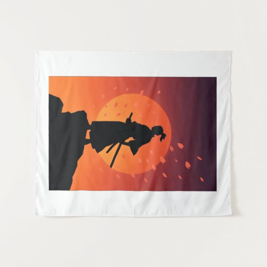 Samurai Sunset Tapestry – Bold Minimalist Wall Art Wandkleed (Voorkant (horizontaal))