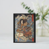Samurai surft op krabben c. jaren '1800 briefkaart (Staand voorkant)