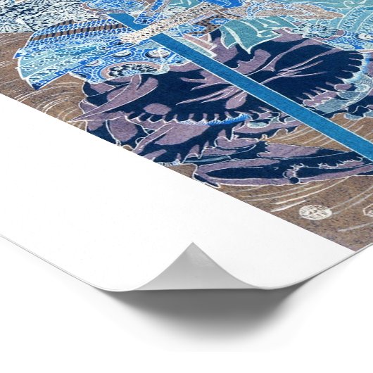 Samurai surft op krabben c. jaren '1800 poster (Hoek)