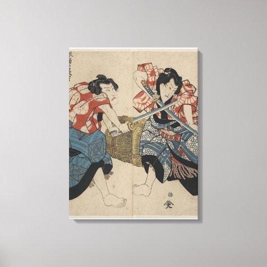 Samurai Sword Fight circa 1825 Canvas Afdruk (Voorkant)