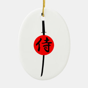 SAMURAI - Sword & Kanji Keramisch Ornament