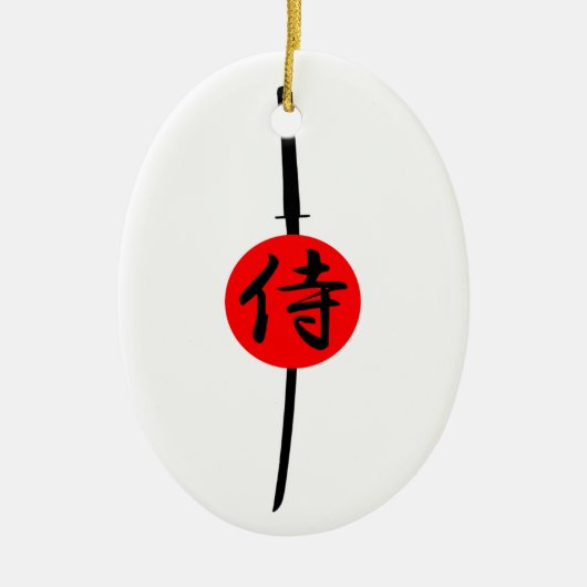 SAMURAI - Sword & Kanji Keramisch Ornament (Voorkant)
