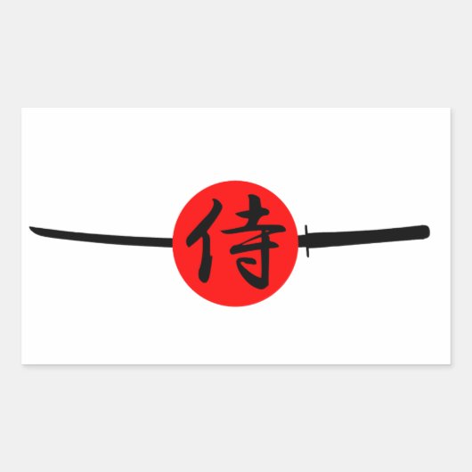 SAMURAI - Sword & Kanji Rechthoekige Sticker (Voorkant)
