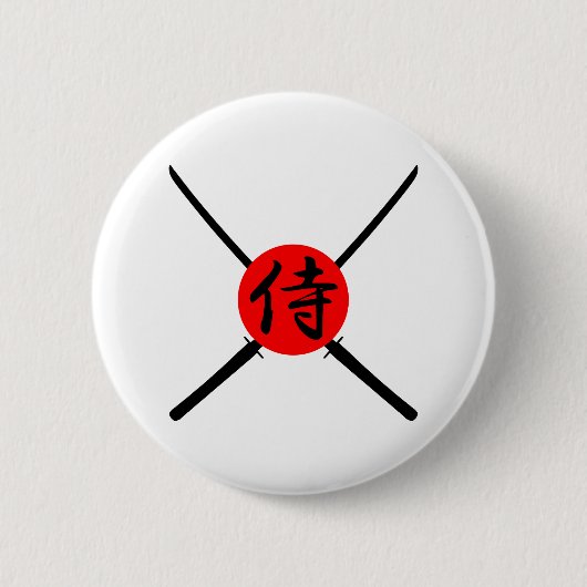 SAMURAI - Sword & Kanji Ronde Button 5,7 Cm (Voorkant)