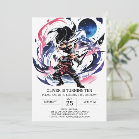 Samurai Sword Ninja Kinderen Verjaardag Kaart (Staand voorkant)