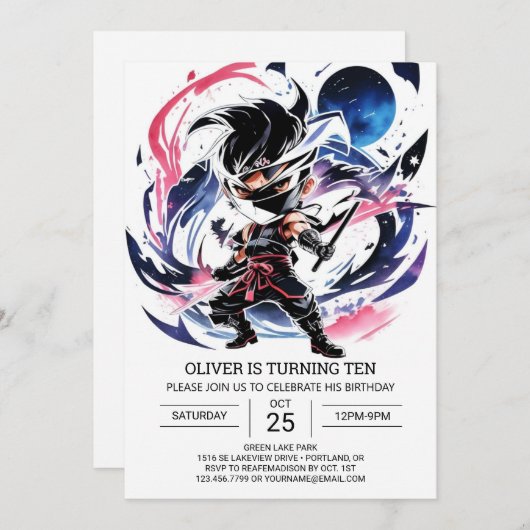 Samurai Sword Ninja Kinderen Verjaardag Kaart (Voorkant / Achterkant)