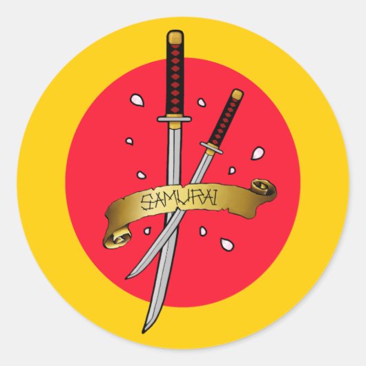 Samurai Sword Tattoo Ronde Sticker (Voorkant)