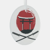 Samurai Sword: Torii Gate Cartoon Glas Ornament (Voorkant Rechts)