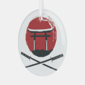 Samurai Sword: Torii Gate Cartoon Glas Ornament (Voorkant links)