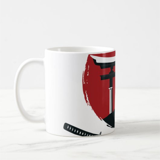 Samurai Sword: Torii Gate Cartoon Koffiemok (Links)