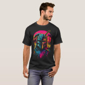 Samurai Synthwave Retrowave Kleurrijke jaren '80 G T-shirt (Voorkant volledig)