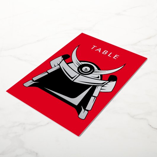 Samurai Tafel Nummer Folie Uitnodiging (Gedraaid)