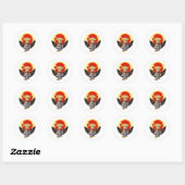 Samurai teddybeer karakter met zonsondergang ronde sticker (Vel)