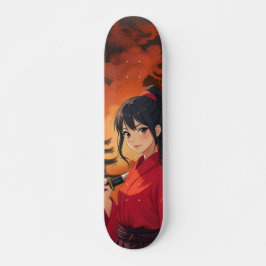 Samurai-tempel in brand Japans geanimeerd Persoonlijk Skateboard