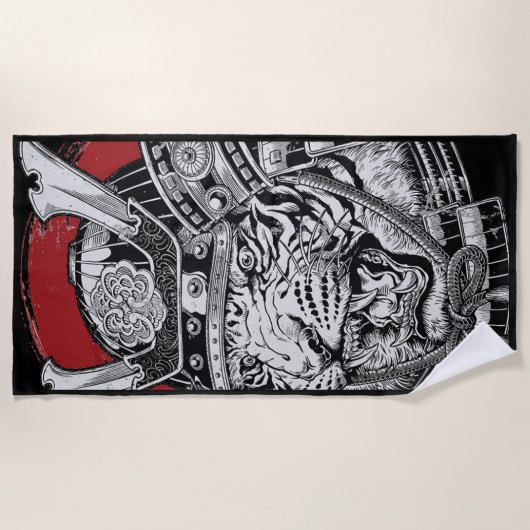 Samurai Tiger Beach Towel Strandlaken (Voorkant)
