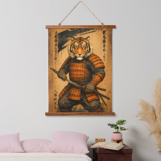 Samurai Tiger – Sumi-e Ink Warrior Art Hangend Wandkleed (Slaapkamer)
