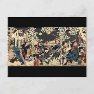 Samurai tijdens de oorlog in de sneeuw ongeveer 18 briefkaart