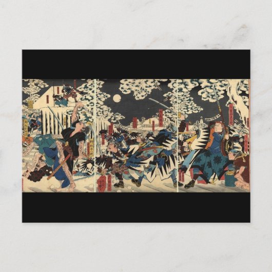 Samurai tijdens de oorlog in de sneeuw ongeveer 18 briefkaart (Voorkant)