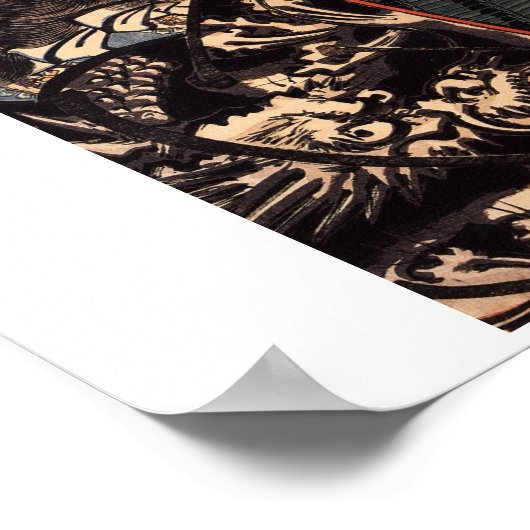 Samurai tijdens de oorlog. Mooie drakenarmband. c. Poster (Hoek)