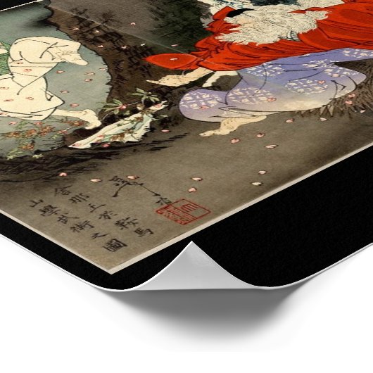 Samurai-training met Tengu, Circa 1800's Poster (Hoek)