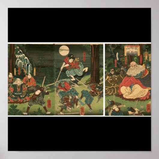Samurai-training met Tengu, Circa 1859 Poster (Voorkant)