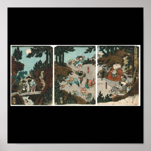 Samurai-training met Tengu, Circa 1859 Poster (Voorkant)