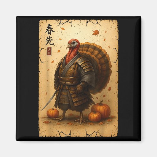 Samurai Turkey Thanksgiving Japanese Warrior Anime Magneet (Voorkant)