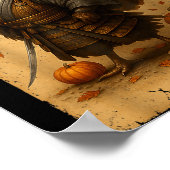 Samurai Turkey Thanksgiving Japanese Warrior Anime Poster (Hoek)