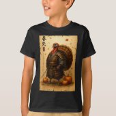 Samurai Turkey Thanksgiving Japanese Warrior Anime T-shirt (Voorkant)