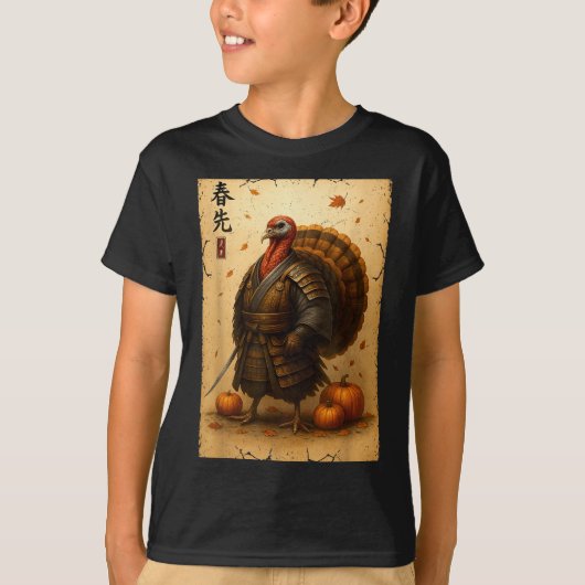 Samurai Turkey Thanksgiving Japanese Warrior Anime T-shirt (Voorkant)