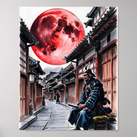 Samurai Under the Blood Moon Poster (Voorkant)