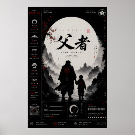 Samurai Vader Zoon Japanse Posterprint Poster