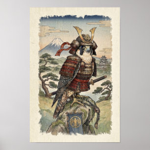 Samurai Valke Ukiyo-e - Japanse Roofvogel Poster