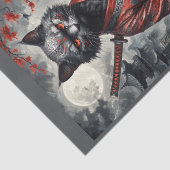 Samurai vampier kat met katana in meditatie tissuepapier (Detail)