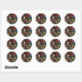SAMURAI VECHT MET REUZENSLANG PAD RONDE STICKER (Vel)