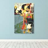 Samurai vecht Monster Cat, Utagawa Toyokuni Canvas Afdruk (Insitu (Houten vloer))
