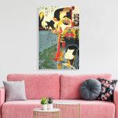 Samurai vecht Monster Cat, Utagawa Toyokuni Canvas Afdruk (Insitu (Woonkamer))