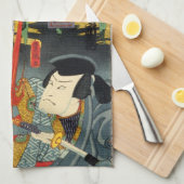 Samurai vecht Monster Cat, Utagawa Toyokuni Theedoek (Quarter Fold)