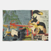 Samurai vecht Monster Cat, Utagawa Toyokuni Theedoek (Horizontaal)