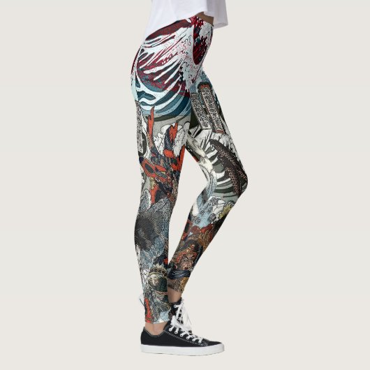 Samurai vecht onder de golven leggings (Rechts)