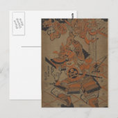 Samurai vecht tegen een demon rond 1711 briefkaart (Voorkant / Achterkant)
