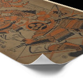 Samurai vecht tegen een demon rond 1711 poster (Hoek)