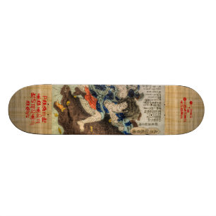 Samurai vecht tegen het mythologisch beest persoonlijk skateboard