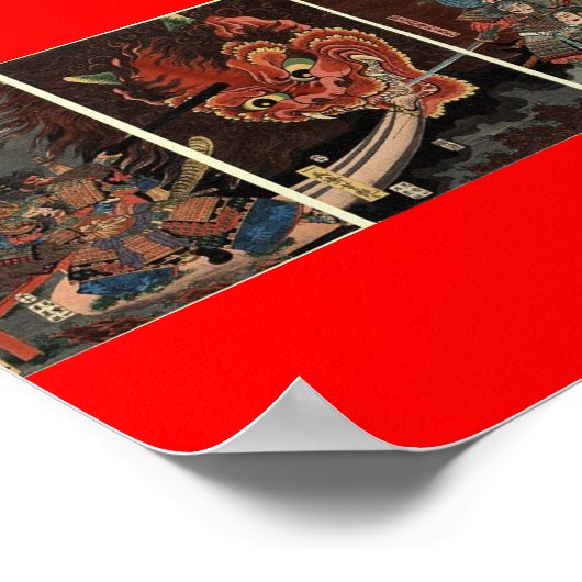 Samurai vecht tegen kwade geest rond 1860 poster (Hoek)