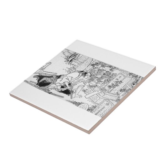 Samurai verbindt Hara-Kiri Tegeltje (Zijkant)