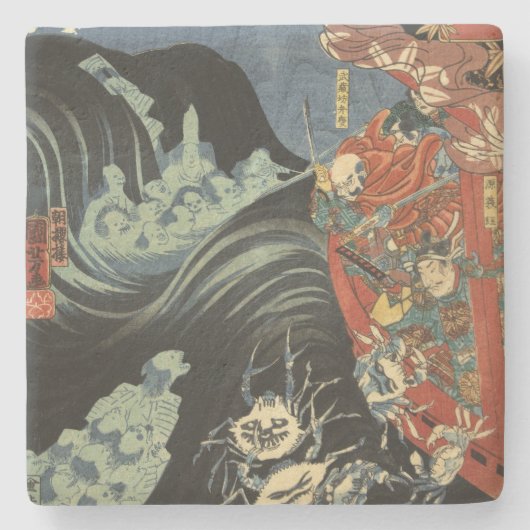 Samurai versus de spookkrabben stenen onderzetter (Voorkant)