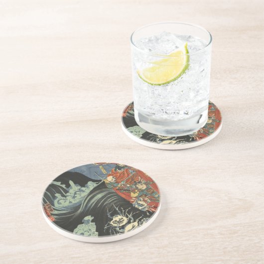 Samurai versus de spookkrabben zandsteen onderzetter (Zijkant)